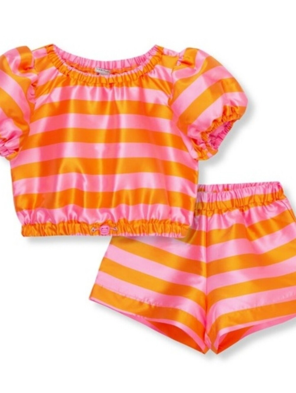 Habitual Girls Two-Piece Stripe Top & Shorts Set in Pink and Orange Size 10